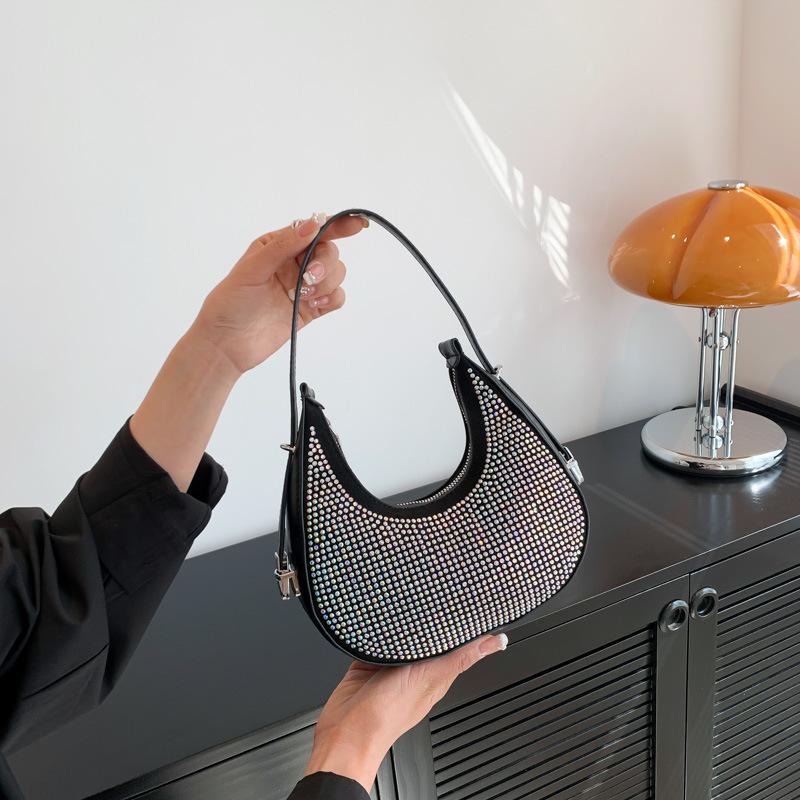 Chain Diamonds PU Leather Crossbody Bags for Women Summer Shoulder Handbags Female Solid Color Cross Body Bag