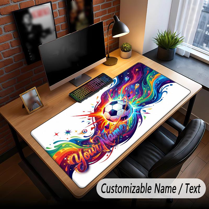Soccer Theme Custom Mouse Pad Personalized With Name Text Customized Desk Mat For Office Home Decor