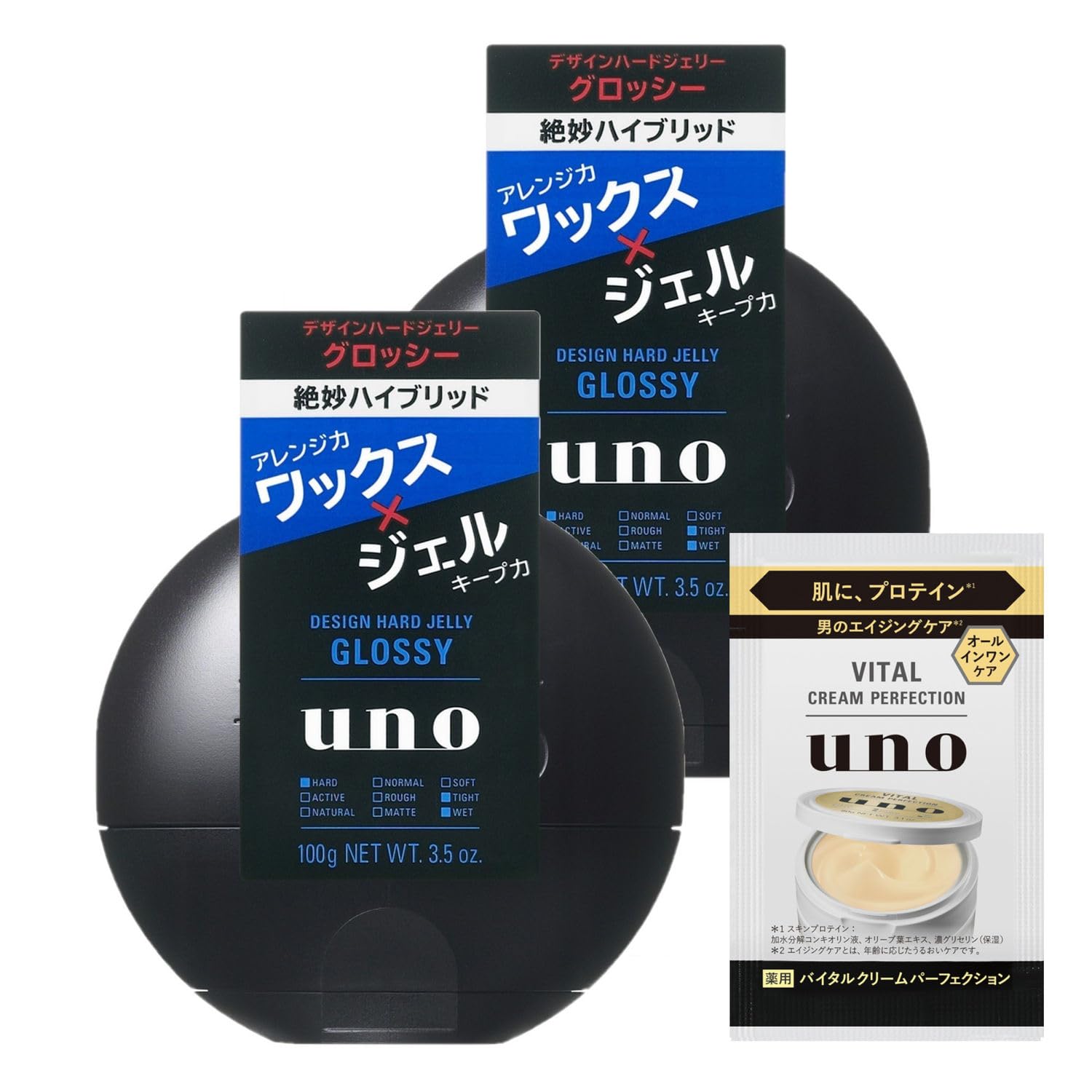 

Оптом Uno Design Твердый Желейный Стайлинг для Волос 100г x 2 Упаковки Бонус Воск для Волос 100г при Покупке (глянцевый) Продукт, + Набор, (х 2)