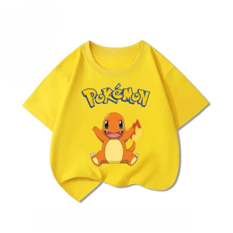 Potdemiel Summer New Pikachu Print Children's T-Shirt, Boys and Girls, Comfortable and Breathable Children's T-Shirt