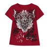 KOSY Women Short Sleeve T-Shirts Fashion Print Round Neck Shirts Summer Gothic Slim Fit Casual Tops Y2K E Girl Streetwear