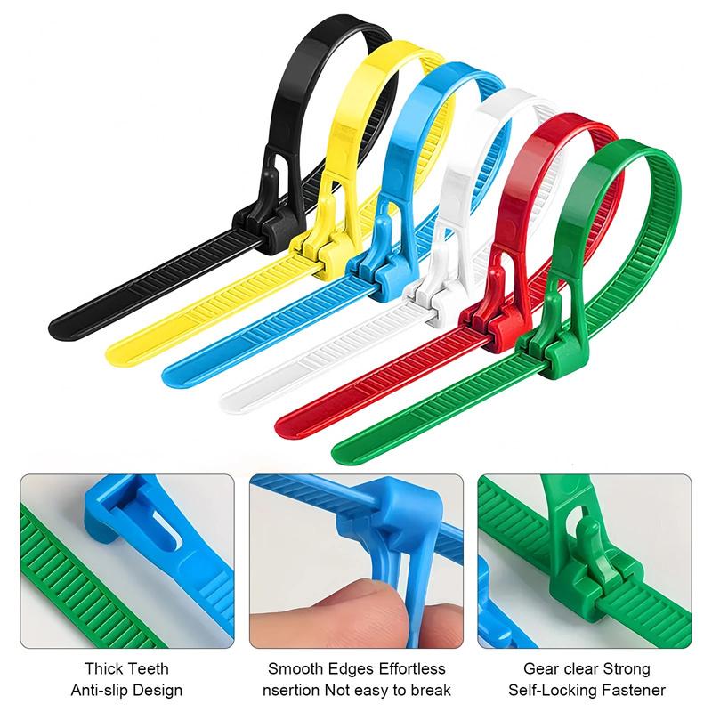 NEW 200Pcs Reusable Cable Ties Cable Lock Loop Nylon Ties Removable Recyclable Mixed Colours Cable Ties