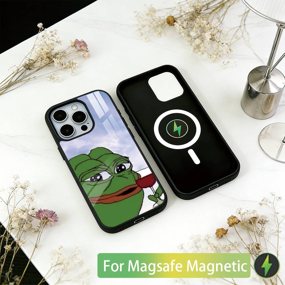 Funny The P-PEPE Frog Phone Case For iPhone17,16,15,14,13,12,11 Plus,Pro Magnetic For Magsafe Wireless Charging