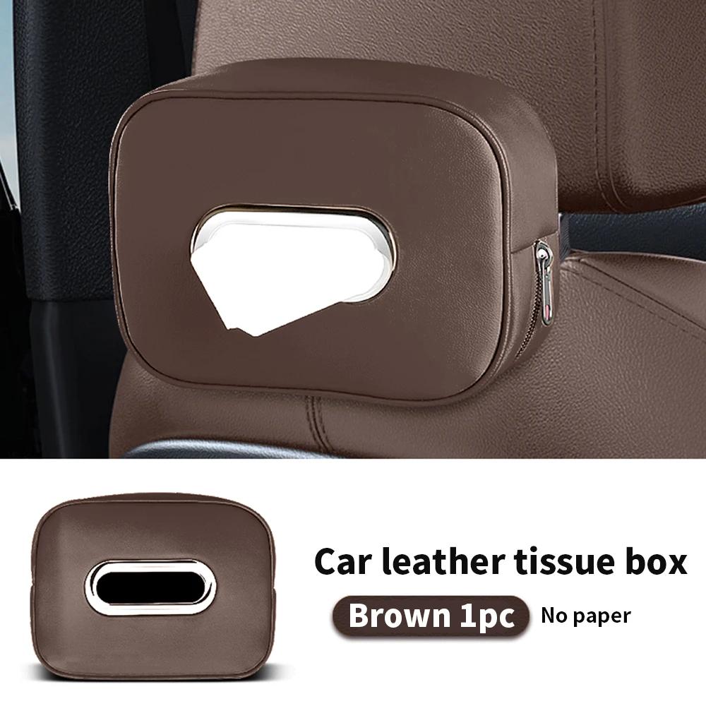 2025Car Tissue Box Holder Microfiber Leather Car Center Console Armrest Napkin Box Sun Visor Backseat Tissue Case with Fix Strap