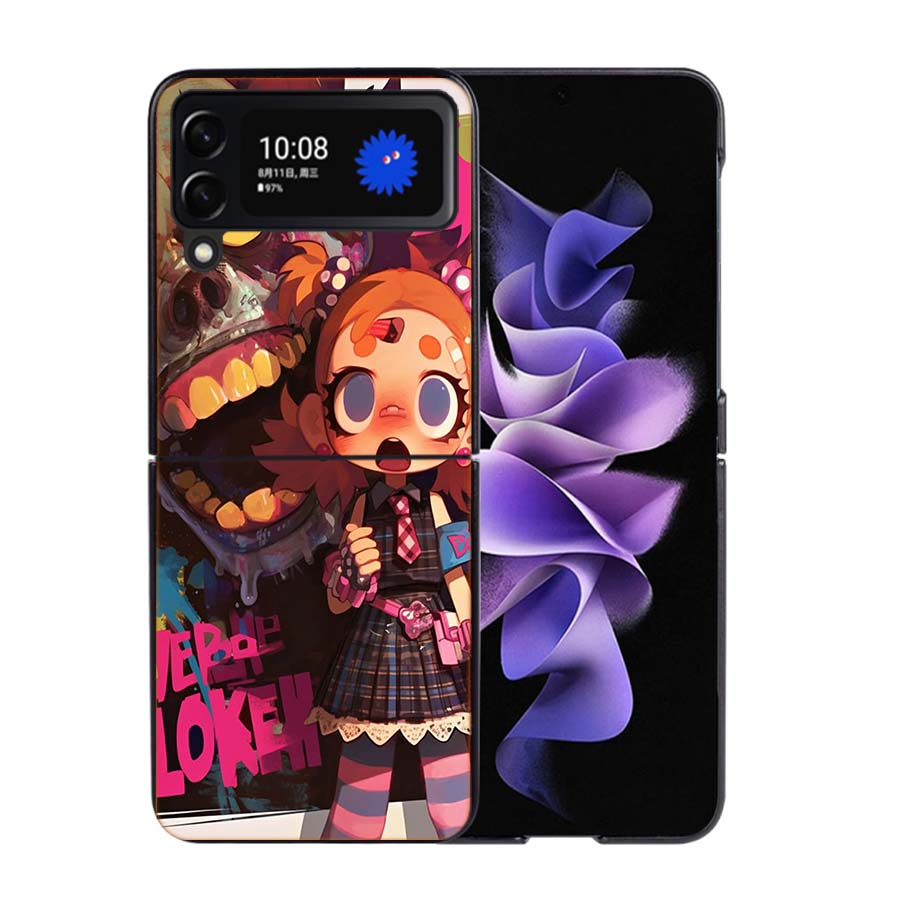 Graffiti Art Colorful Princess Girl Phone Case For Samsung Z Flip 7 6 5G Galaxy Z Flip4 Z Flip5 Z Flip3 Coque Black Hard PC Shel