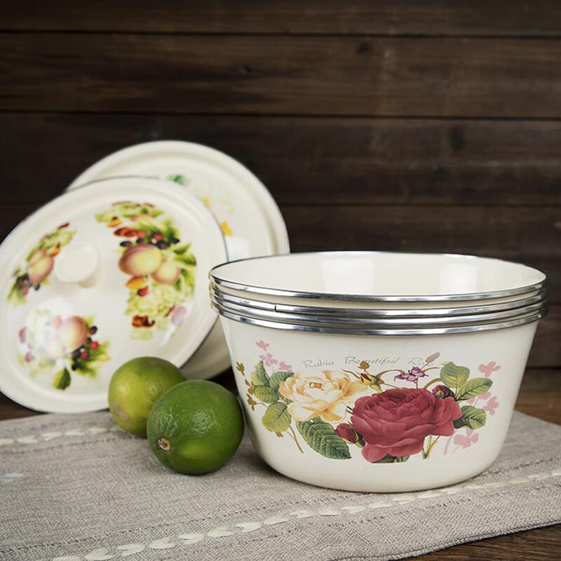 Jingyuheng Thickened Enamel Bowl with Lid Set