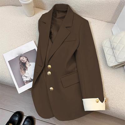 Women's Fashion Casual Metal Buckle Long Sleeve Jacket