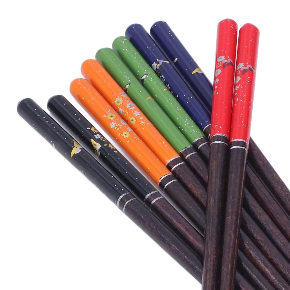 5Pair Colorful Finish Dining Chopsticks Smooth Meal Eating Sticks Food Chopsticks  Restaurant
