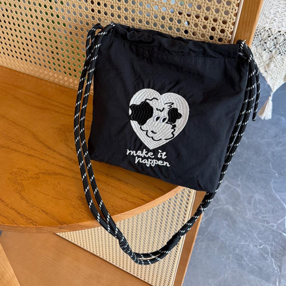 

Tote Bag Embroidery Handbag Korean Style Nylon Crossbody Bag Casual Nylon Drawstring Bag Travel Style 5
