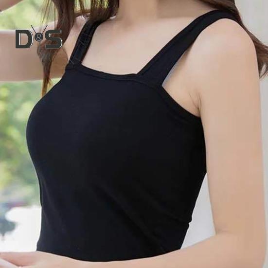 Women Tank Tops Suspender Style Square Collar Sleeveless Vest Solid Color Slim Fit Camisole Summer Bottoming Tops