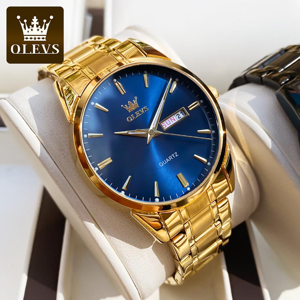 OLEVS 6898 Luxury Men's Watches Stainless Steel Waterproof Weekly Calendar Quartz Watch Original Luminous Simplicity Wristwatch