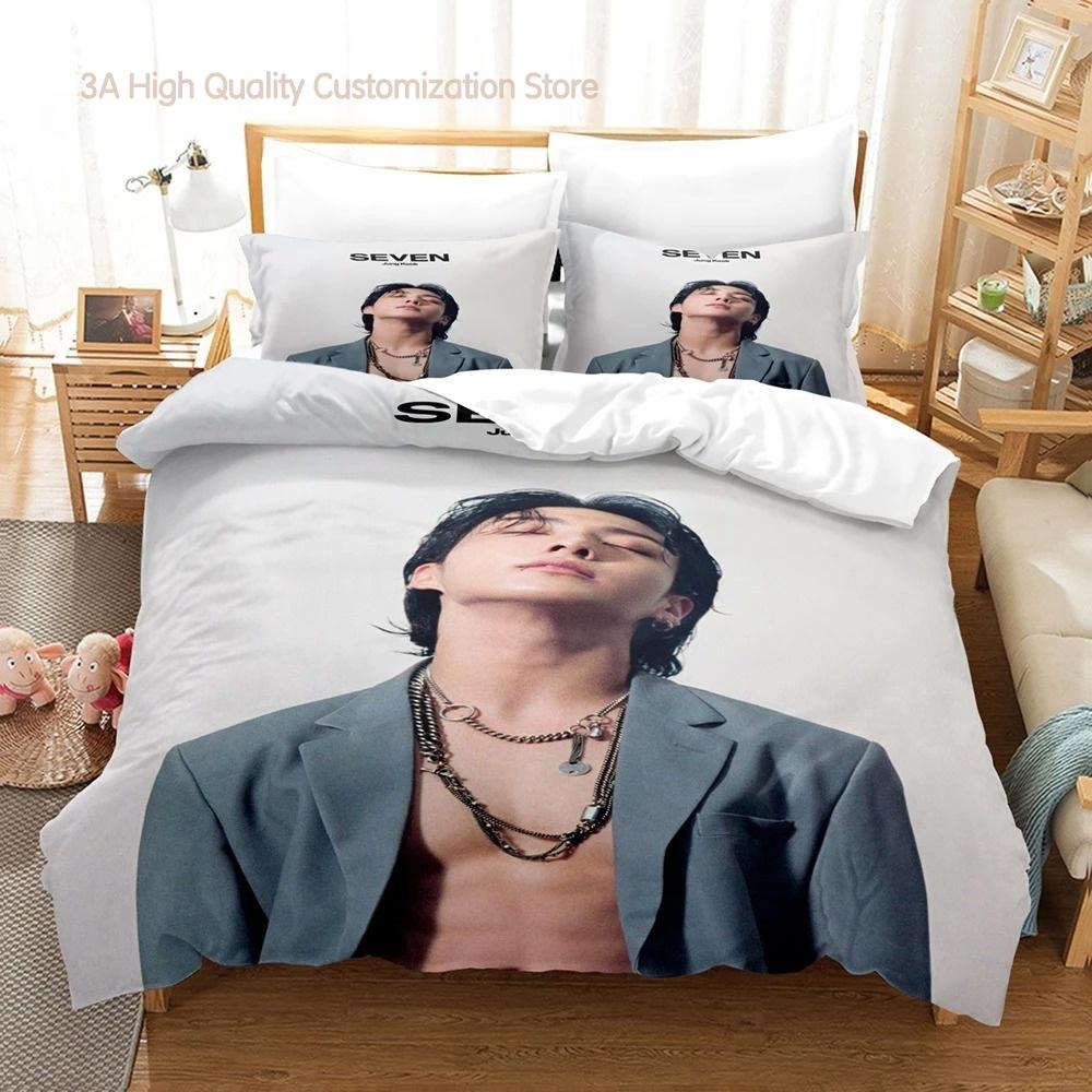 Jeon Jung Kook Album Bedding Set Single Twin Full Queen King Size Bed Set Aldult Boys Bedroom Duvetcover Sets Bed Sheet Set 2-2