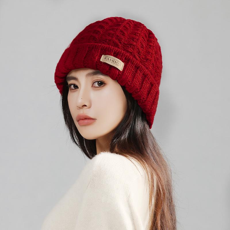 Fashion Patch Logo Unisex Knit Toque Winter Hat Beanies One Size винный