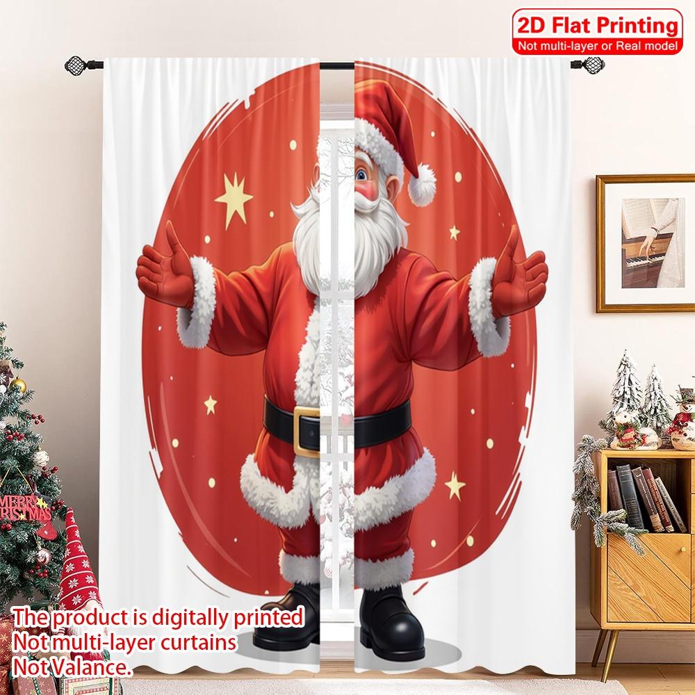 

2 шт. 2D плоская печать Рождественская занавеска Дед Мороз Рождественская елка Блестящая ткань Без электричества Праздничные украшения Использование 52.50×116.00 CM 2pcs