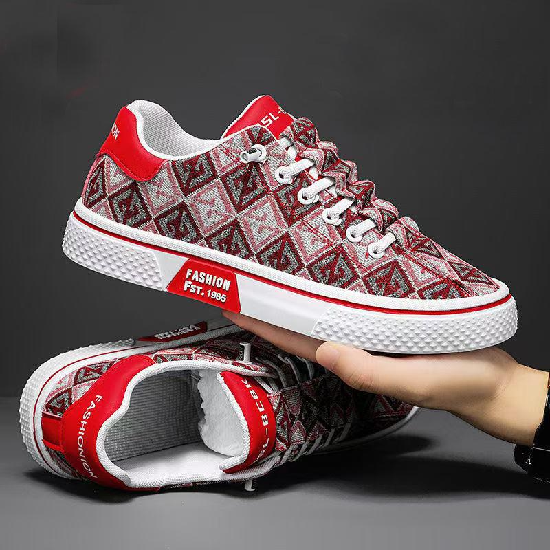 One-pedal Canvas Shoes Men's Shoes Casual Printing Embroidery Versatile Spring New Sports Shoes Men's Board Shoes