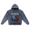 DTG print Knitted Denim Zip-Up Hoodie Relentless Brother Print Zipper Hoodies  