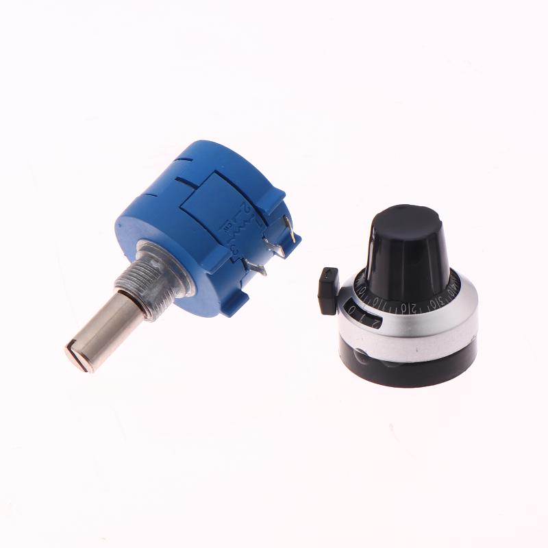 1Set 3590S Precision Multiturn Potentiometer Kit - 10 Ring Adjustable Resistor + Rotary Knob & Counting Dial