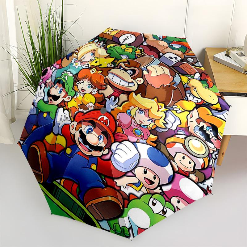 

1pc Mario & Luigi Outdoor Umbrella - Automatic Open/Closed, Portable 3-Fold Design, 8-Bone Iron Frame - Perfect Gift for Fans, Travelers, Daily Use.N1