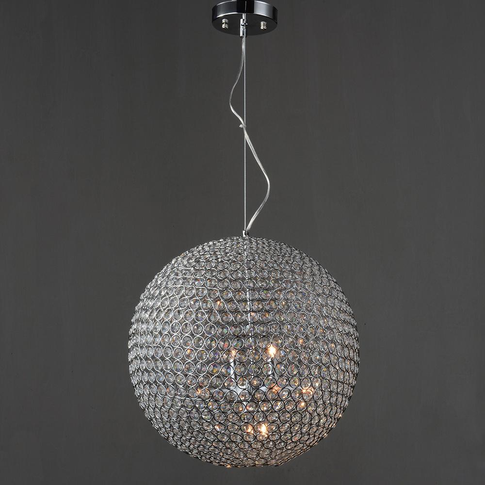 Modern Round Ball Iron Chandelier for Dining Room Bedroom Dia 40CM Led Lamps Simple Crystal Chandeliers Lustre Hanging Lighting