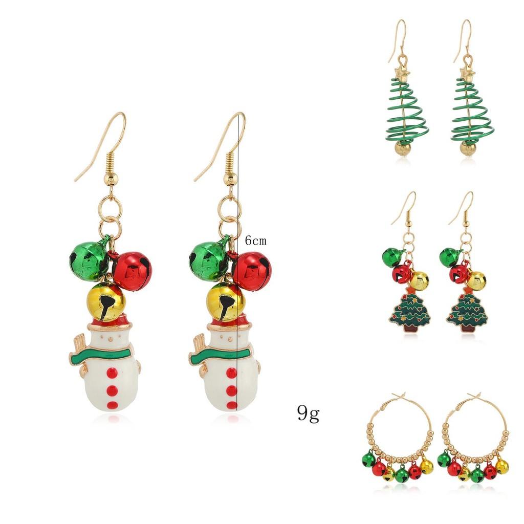 Holiday Christmas Snowflake Dangle Earrings With Bell And Gift Box For Women
