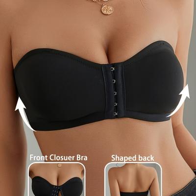 Trägerloser BH mit Frontverschluss, rutschfest, gepolstertes Bralette, unsichtbar für Hochzeitsfeierkleid