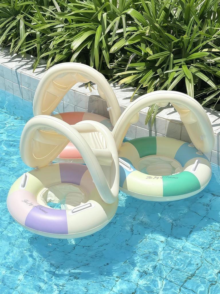 Xiao Lv Inflatable Baby Swim Ring with Removable Sunshade Canopy