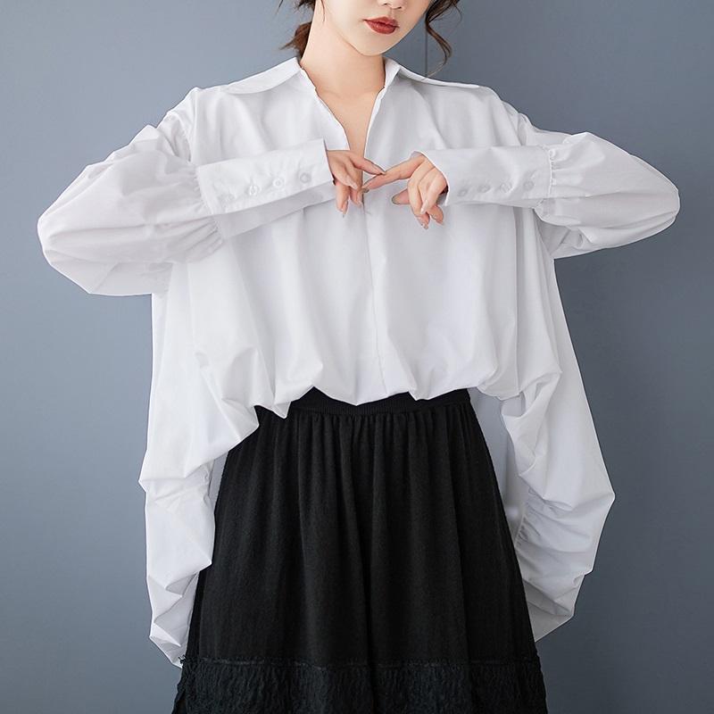 Long Sleeve Plus Size Vintage Asymmetric Shirts & Blouses for Blouse Casual Loose Spring Autumn Tops Women Shirt