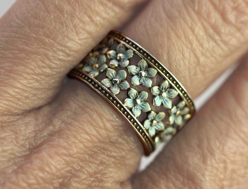 Ensemble de Bagues Ouvertes Empilables Couronne de Fleurs Rétro