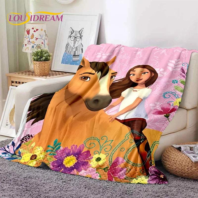 Spirit Riding Free Cavalli dei Cartoni Animati Coperte Morbide, Coperta Plaid Calda Comoda per Picnic Letti Divano Casa Camera da Letto Regalo Ragazza