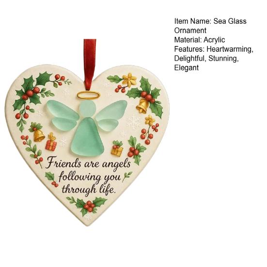 Sea Glass Angel Ornament Friends Are Angels Sea Glass Art Christmas Ornament Friendship Heart Keepsake for Best Friends