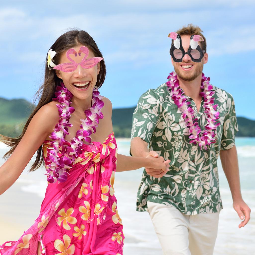 Hawaii Party Glasses Flamingo Coconut Tree Parrot plastic SunGlasses Summer Beach Tropical Wedding Birthday PhotoBooth Props