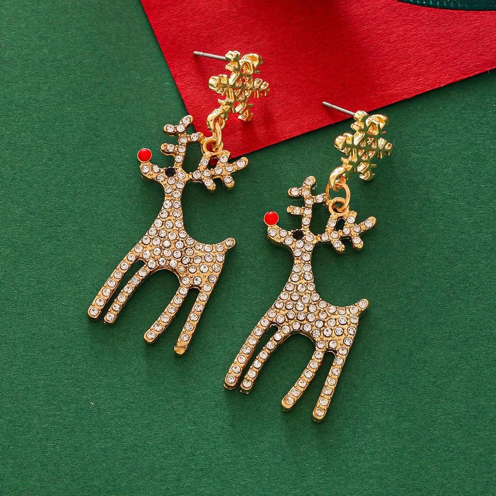 2024 Luxury Rhinestone Snowflake Elk Earrings - High-End Christmas Fashion