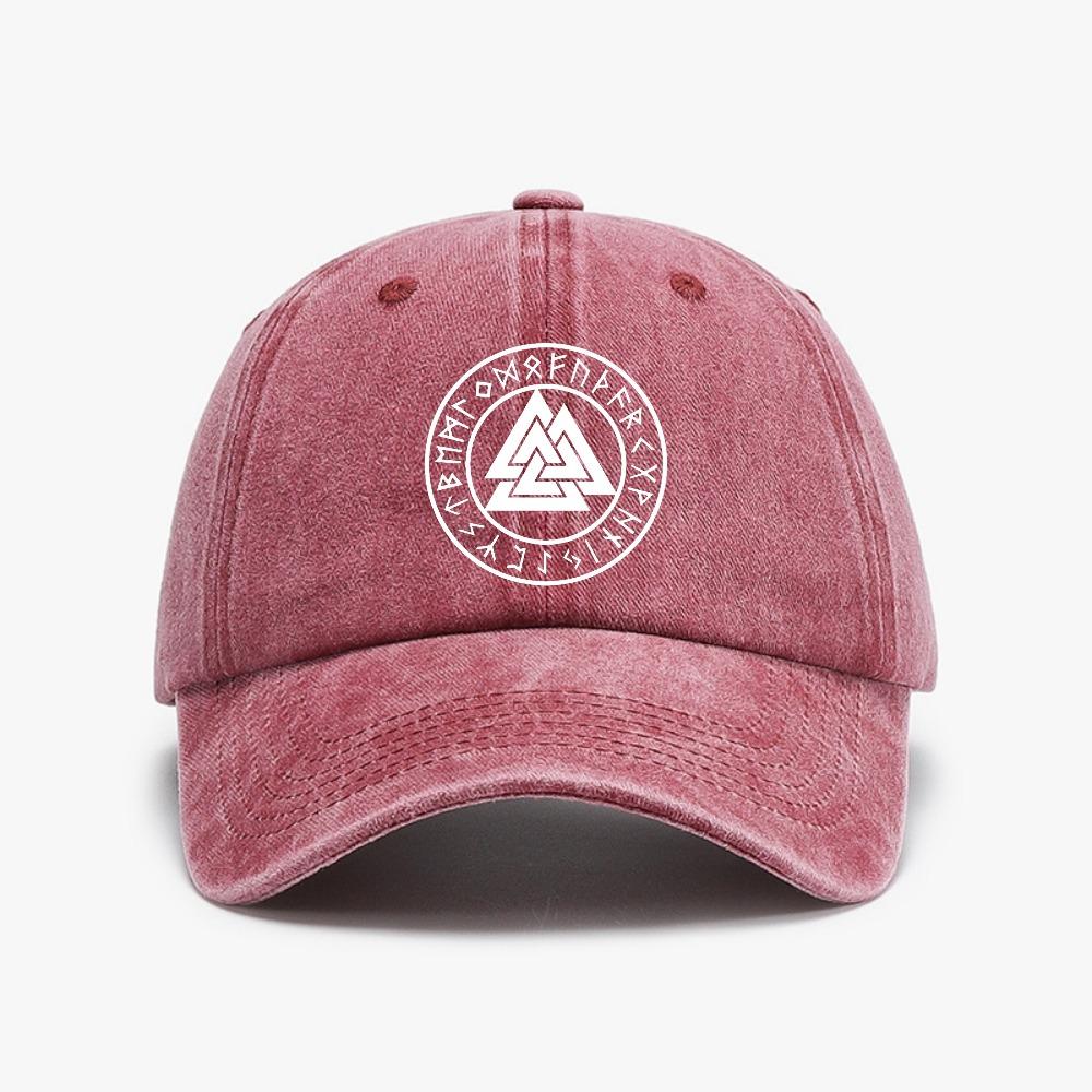 Viking Valhalla Symbool Noorse Mythologie Runen Baseballpet Mode Vintage Gewassen Denim Hoed Casual Verstelbaar Papa Hoed Zonnekappen