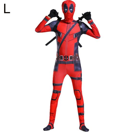 

Halloween Deadpool Marvel Superhero Full Body Jumpsuit Kids Men Cosplay Costume L червоний