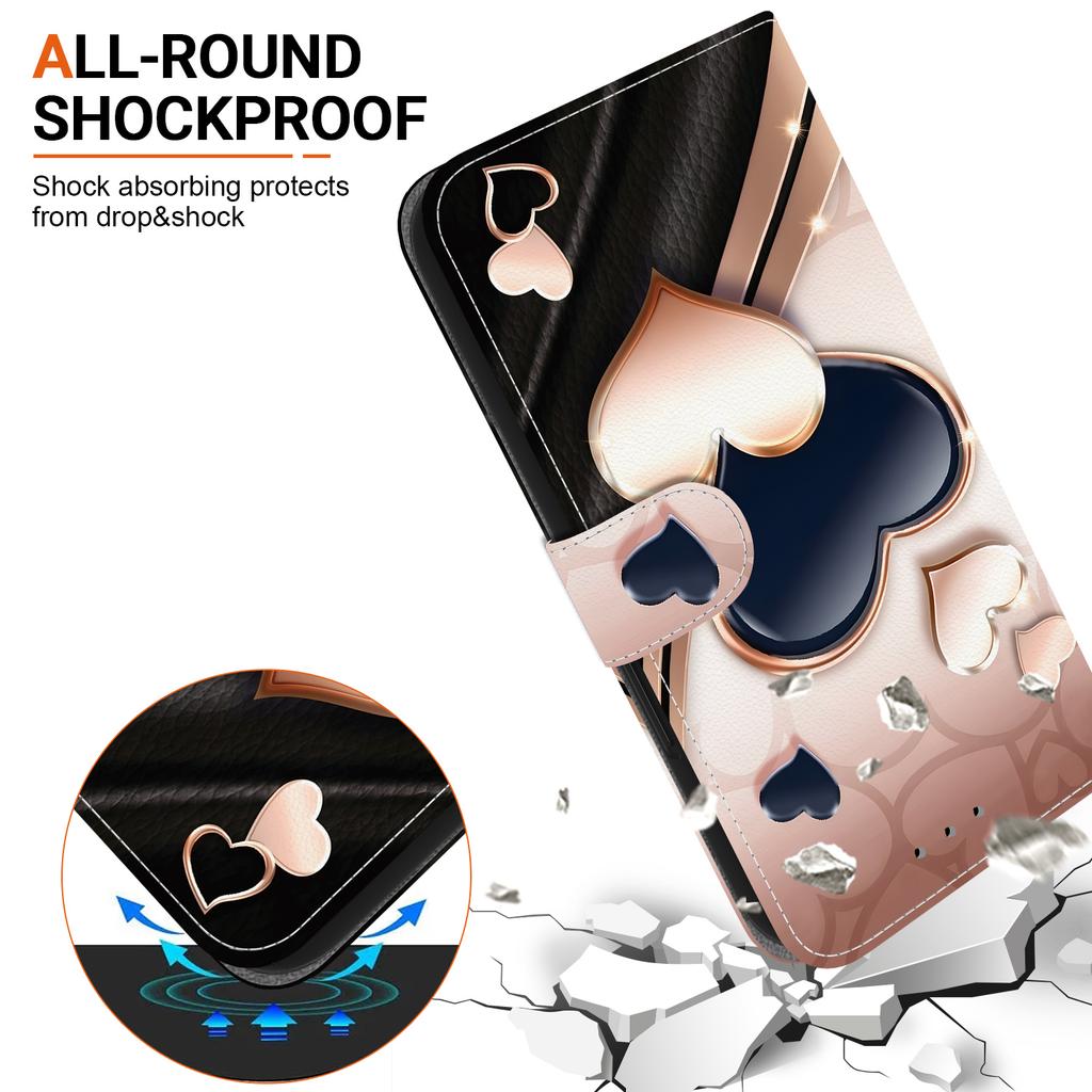 Handmade PU Leather Flip Case for Honor X6a Anti-Slip Shockproof Cover with Wrist Strap & Heart/Rose Cat Designs