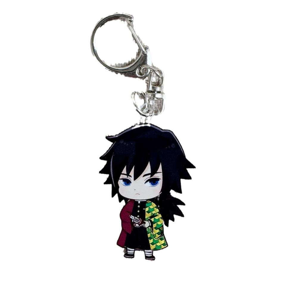 Anime Demon Slayer Figure Tanjirou Kamado Nezuko Tomioka Giyuu Kimetsu No Yaiba Cartoon Acrylic Keychain Pendant Key Ring Lovely Gifts