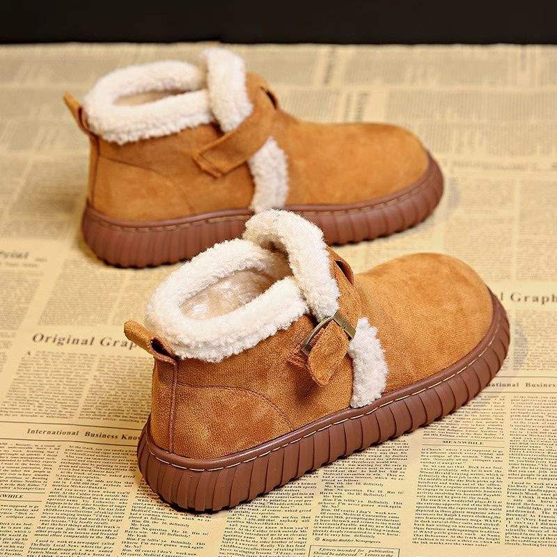 2025 New Autumn and Winter Warm Fluffy Cotton Shoes for Women Birkenstock Piled Thickened Non-slip Thick-soled Snow Boots for Women