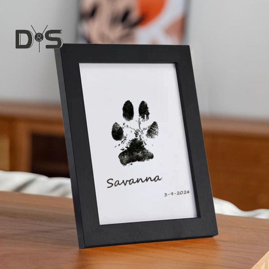 1 sett Pet Paw Printing Kit med fotoramme i tre DIY Hund Katt Potetrykk Inntrykk Valp Kattunge Poteavtrykk Minnesmerke Bilderamme Dekorasjon Kjæledyr elsker
