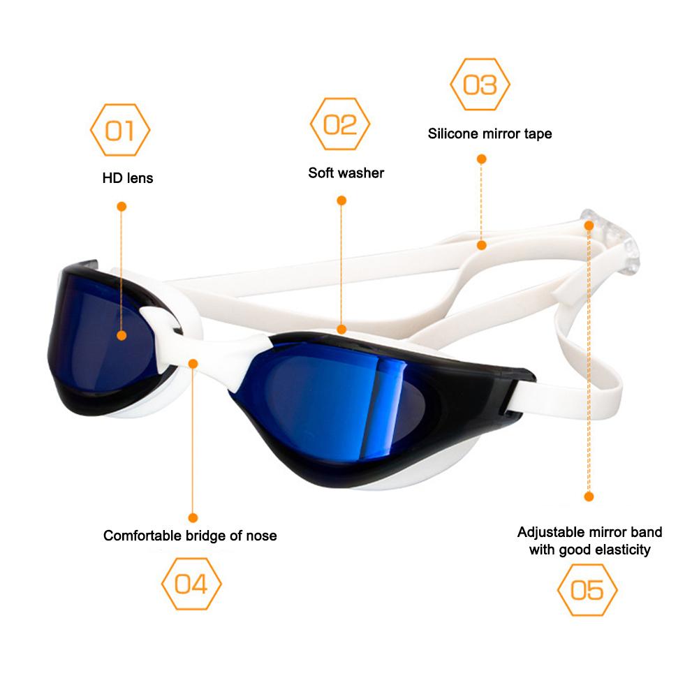 Professionelle Schwimmbrille, verstellbar, galvanisierte Taucherbrille, UV-Schutz, Schwimm-Rennbrille für Damen, Herren, Jugendliche und Kinder