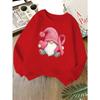 Kids Unisex Crewneck Sweatshirt, Pink Ribbon Gnome Heart Breast Cancer Awareness Print Soft Long Sleeve Pullover For Boys Girls Over 4 Years Old