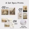 TheCanvas Vintage Wall Art Prints Set of 9, Eclectic Nature Wall Art for Living Room, French Country Landscape Painting, Gallery Wall Decor for
