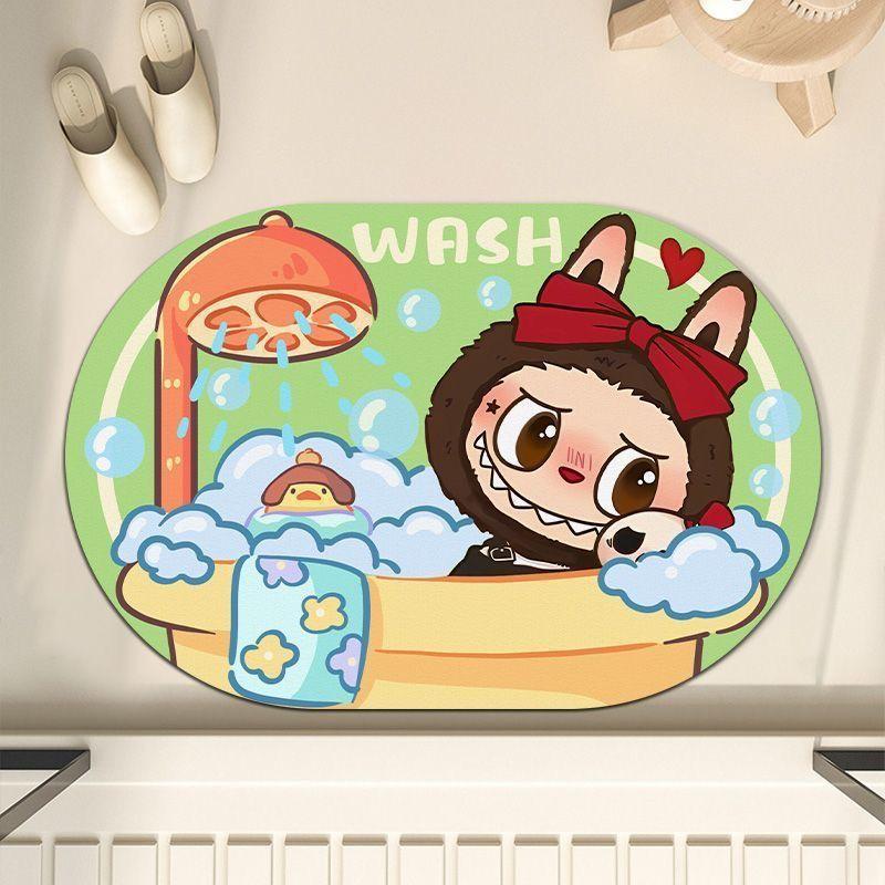Diatom Mud Floor Mat Cartoon Cute Non-slip Mat Household Bathroom Floor Mat Bathroom Absorbent Mat
