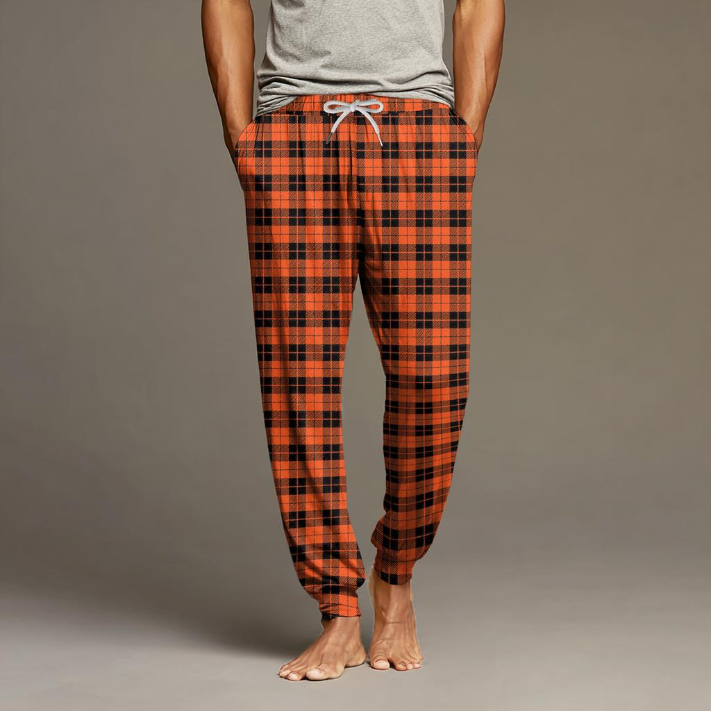 Men's Drawstring Pocket Cuffed Casual Pants Home Sleep Pants