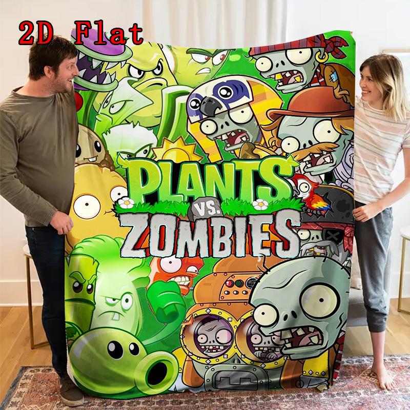 Plants vs. Zombies print 2D Flat Pattern Flannel Blanket High quality All Seasons Warmth and Comfort Perfect for Christmas Gifts.P260914580