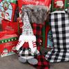 Large Size Dwarf Christmas Stockings Lattice Pattern Furry Gift Bag Long Hat Three-dimensional Christmas Tree Pendant Candy