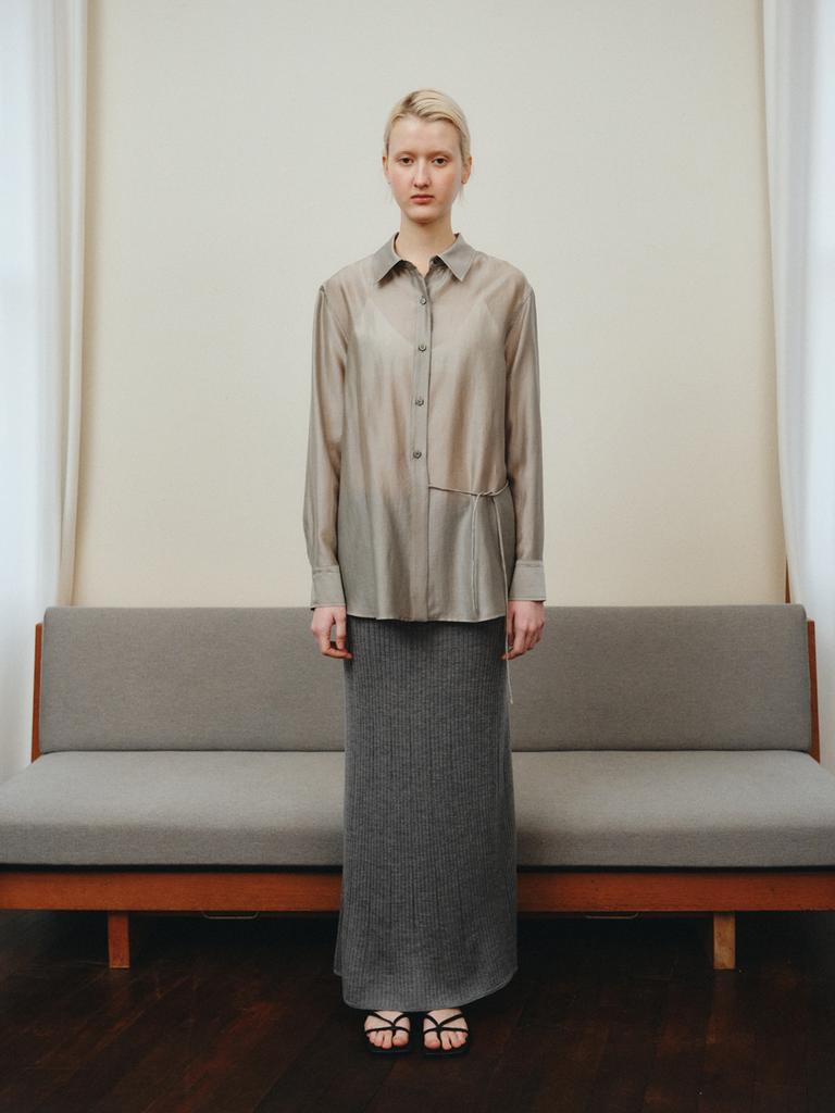 Reply Sheer Wrap Shirt_Light Khaki