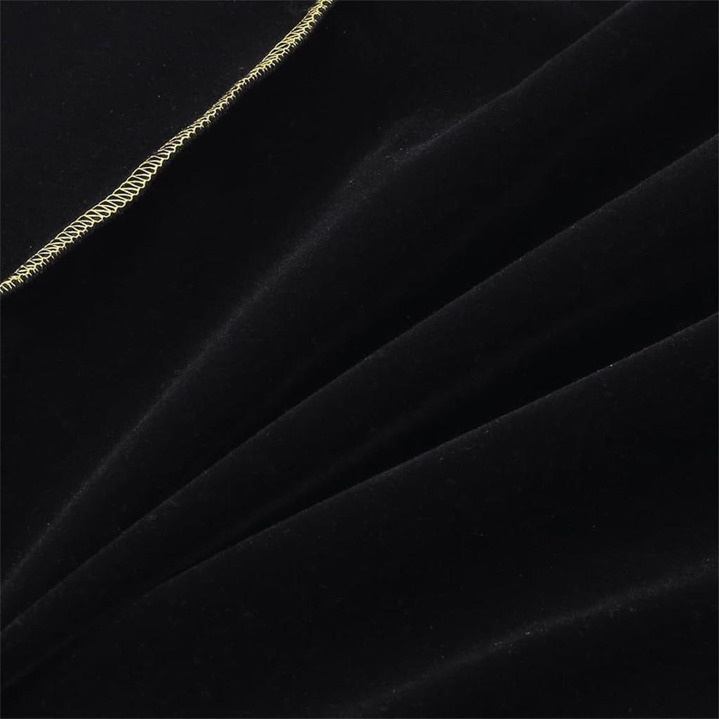 Women Medieval Cloak Stand Collar Deluxe Velvet Gold Trim Cape For Adult Christmas Halloween Paty