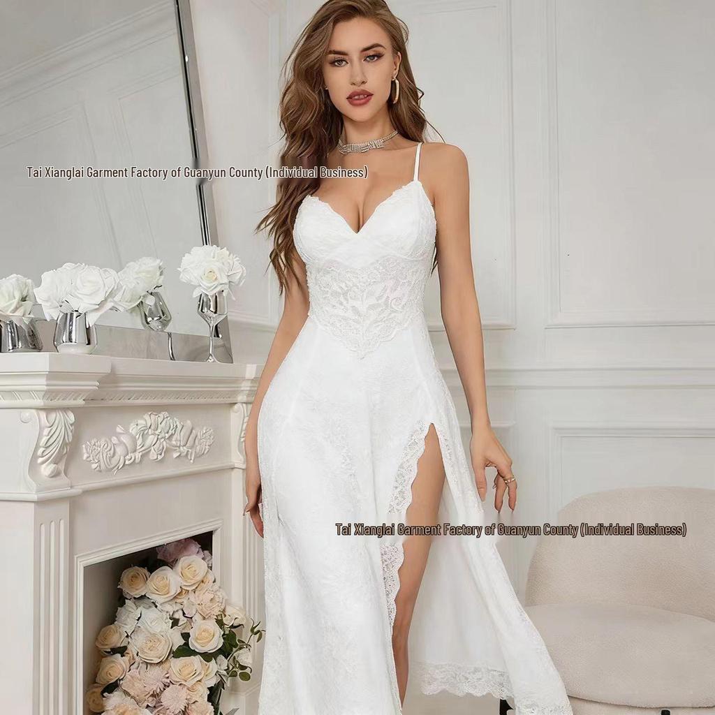 European & American Sexy Lingerie: Women's Temptation Slit Nightgowns