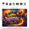 1pc 2D Flat Basketball Theme Birthday Party Backdrop Banner Graffiti Decorative Banner For Garden Patio Indoor Outdoor Celebration Scene