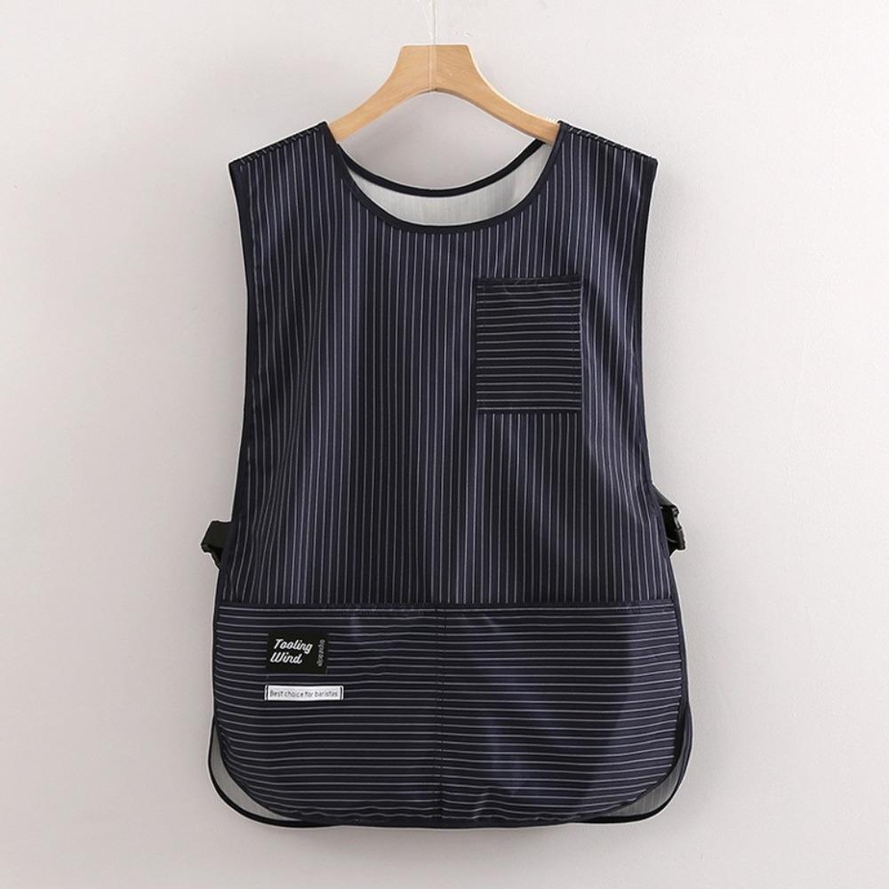 Minimalist Striped Stain-Resistant Apron Multipurpose Anti Dirty Kitchen Aprons Vest Style Waterproof Coffee House Uniform
